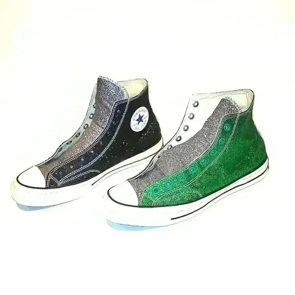 619HC. 2017 Converse X JW Anderson Chuck Taylor HI Shoes, Glitter First String